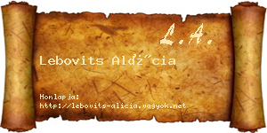 Lebovits Alícia névjegykártya